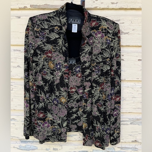 Vtg Alex Evenings Fairy Fairycore Metallic Formal Holiday Cardigan Cami Set M - Picture 1 of 8